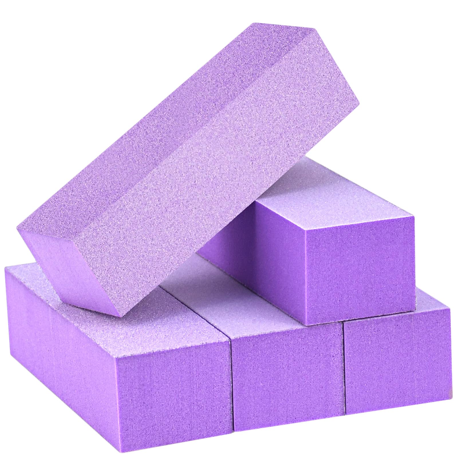 Professional Maryton Nail Buffer Block Kit - 3-Way Medium/Fine 100/180 Grit Buffers for Acrylic & Gel Polish Nails - Pedicure & Manicure Tools (5-Pack, Purple) - Perfect for Salon & Home Nail Care
