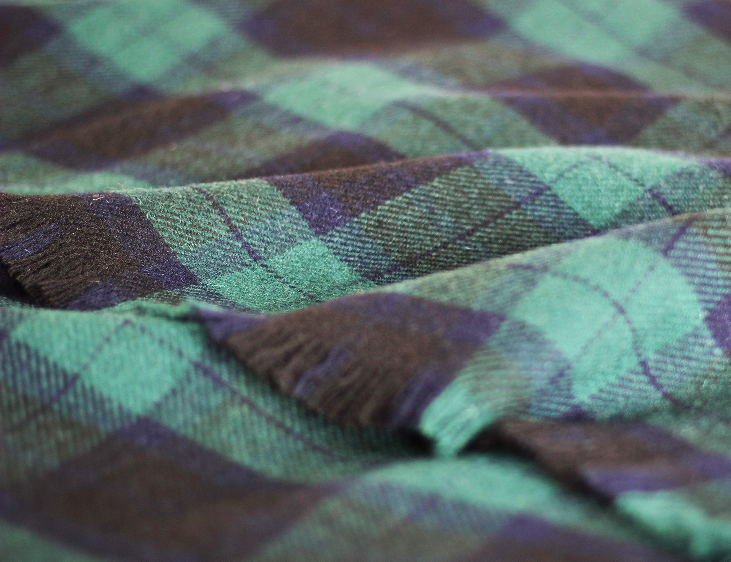 Premium Black Watch Wool Blanket - Soft & Warm Tartan Plaid Throw for Winter - Cozy Home Decor, Cabin, Camping & Travel Accessories