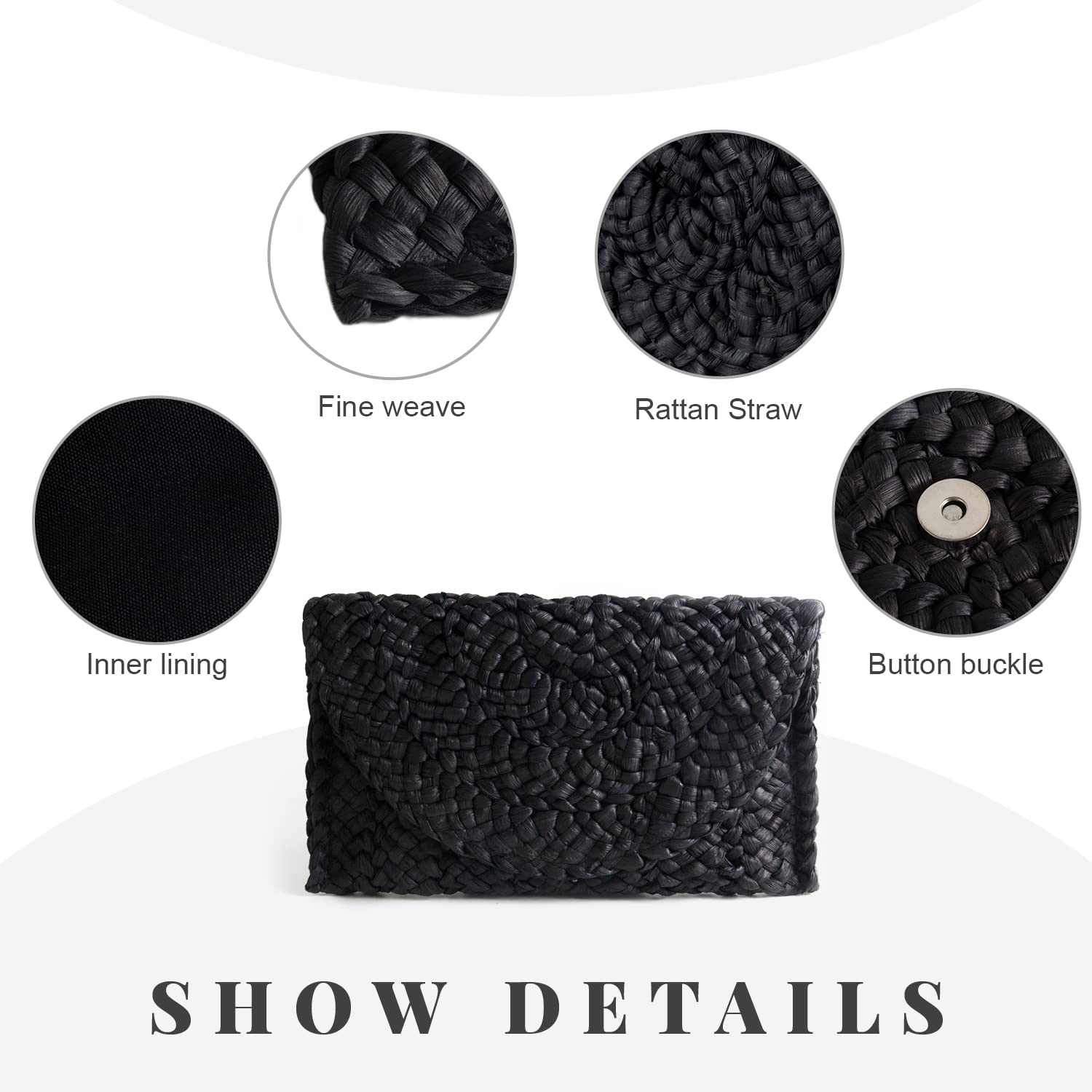 Women's Straw Clutch Purse - Woven Shoulder Bag for Summer Beach, Travel & Vacation | Boho Envelope Wallet Handbag for Women | Perfect for Beach Outings, Pool Parties & Casual Day Trips