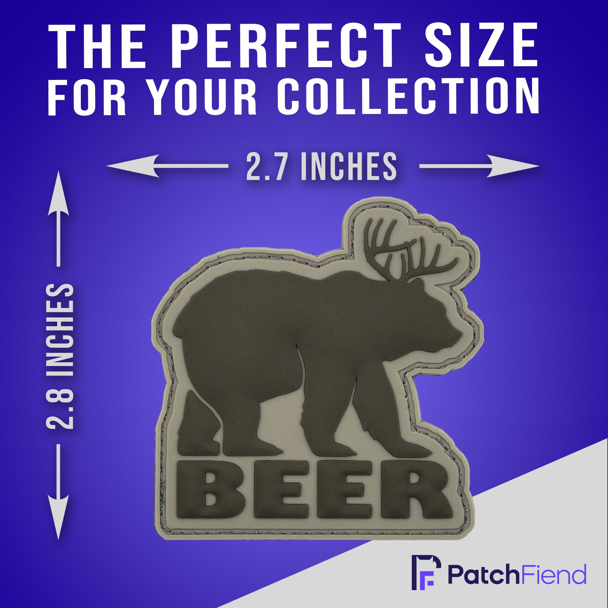 Funny Bear Deer Beer PVC Morale Patch - Tactical Military Hook and Loop Patch for Army Gear, Backpack, Hat, Vest - Perfect for Outdoor, Camping, Hunting & Airsoft Enthusiasts