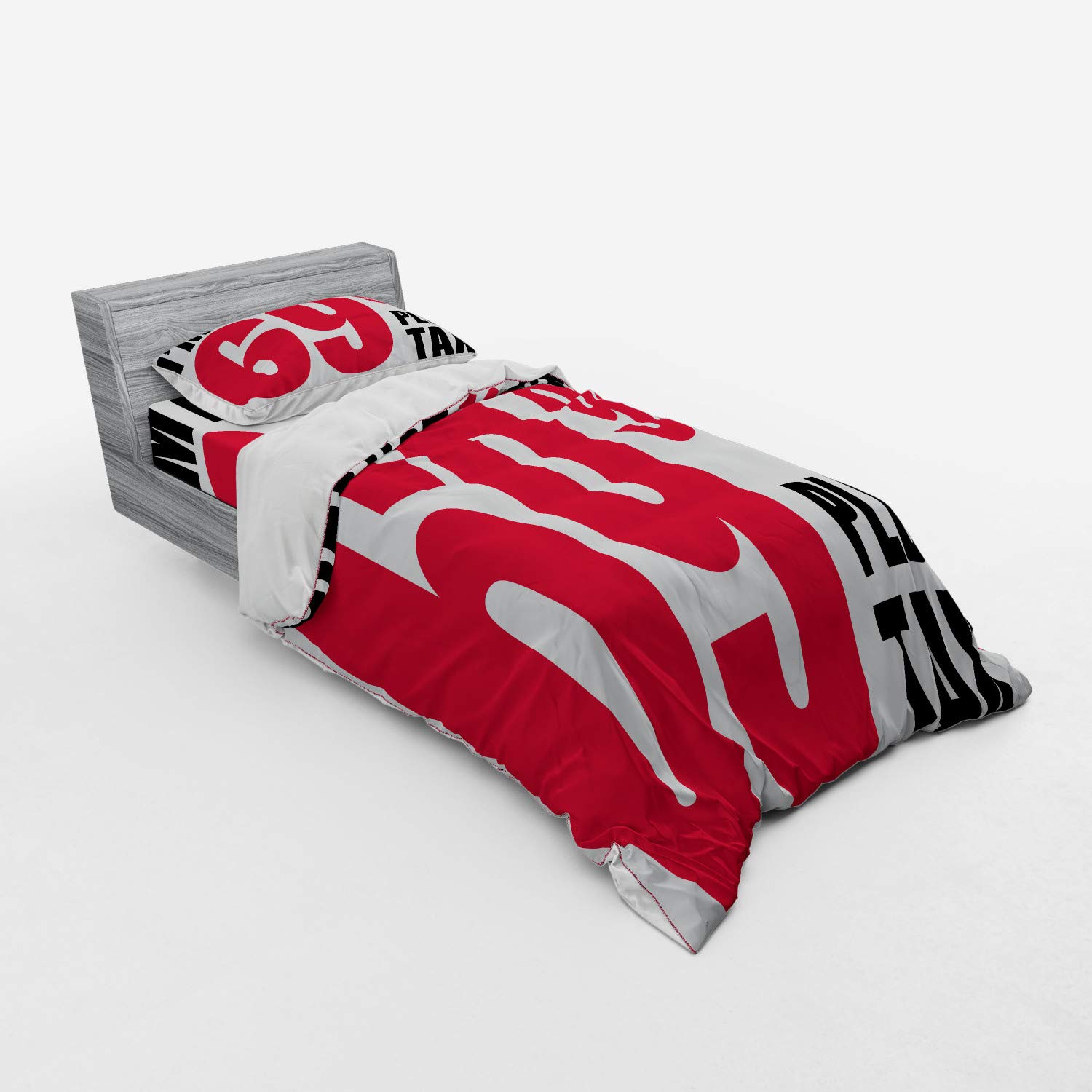Ambesonne 70th Birthday Duvet Cover Set - Funny '69 Plus Tax' Slogan for Senior Party - 3-Piece Twin XL Bedding with Sham & Fitted Sheet in Dark Coral Black & White - Perfect for Birthday Celebrations & Guest Room Decor