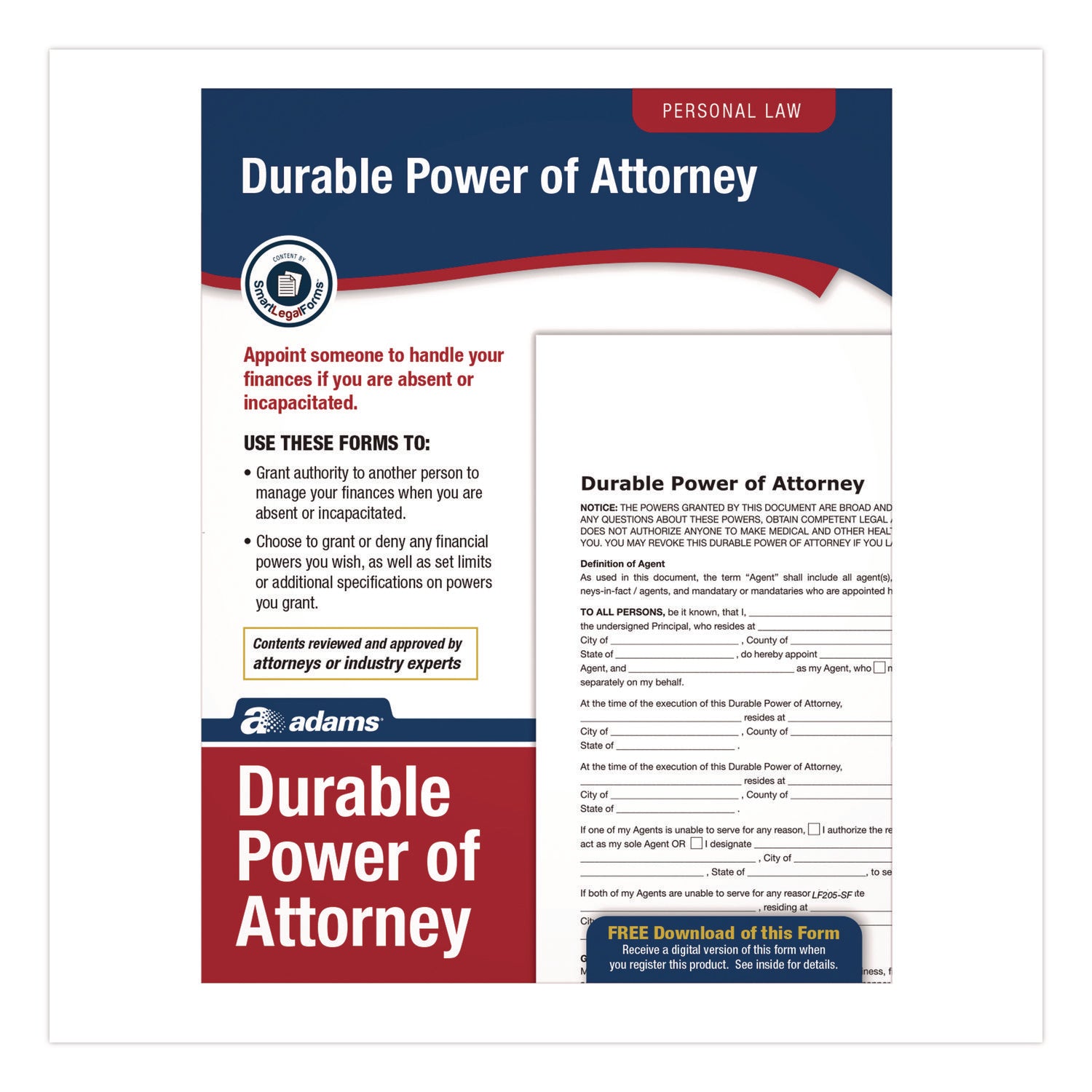 Adams® Durable Power of Attorney Form - Digital Download with Step-by-Step Instructions (8.5