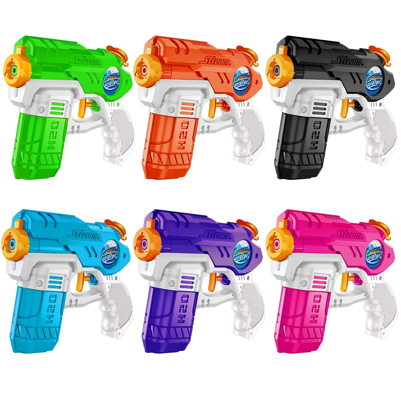 **6 Pack Water Guns for Kids - 220CC Large Capacity Squirt Guns with 15-20 Feet Range, Outdoor Water Blaster Toys for Boys & Girls - Perfect for Pool, Beach, Backyard Battles & Summer Water Fights**