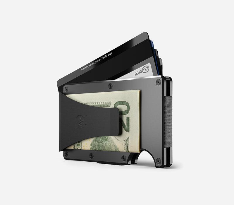 Slim Gunmetal Aluminum Minimalist Wallet with Money Clip - RFID Blocking, Ultra Thin & Lightweight for Men - Perfect for Travel, Business & Everyday Carry