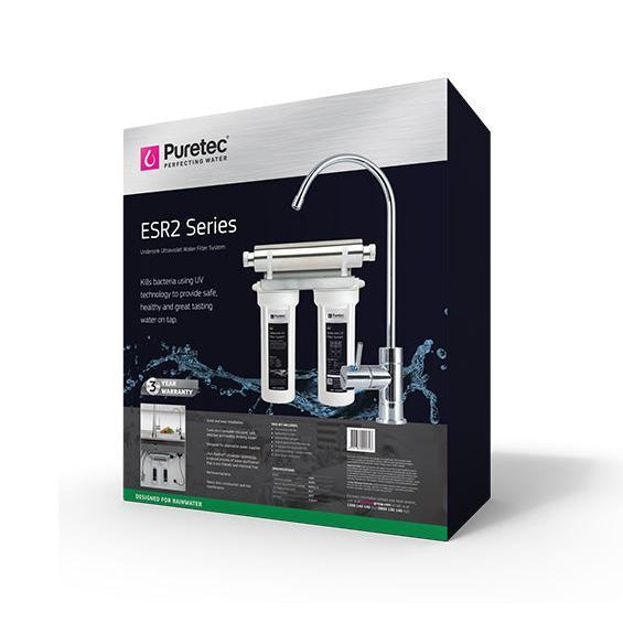 Puretec Ecotrol ESR2 Under Sink UV Water Purification System with Faucet - 8 LPM Flow Rate for Clean Drinking Water | Home, Kitchen & Office Use