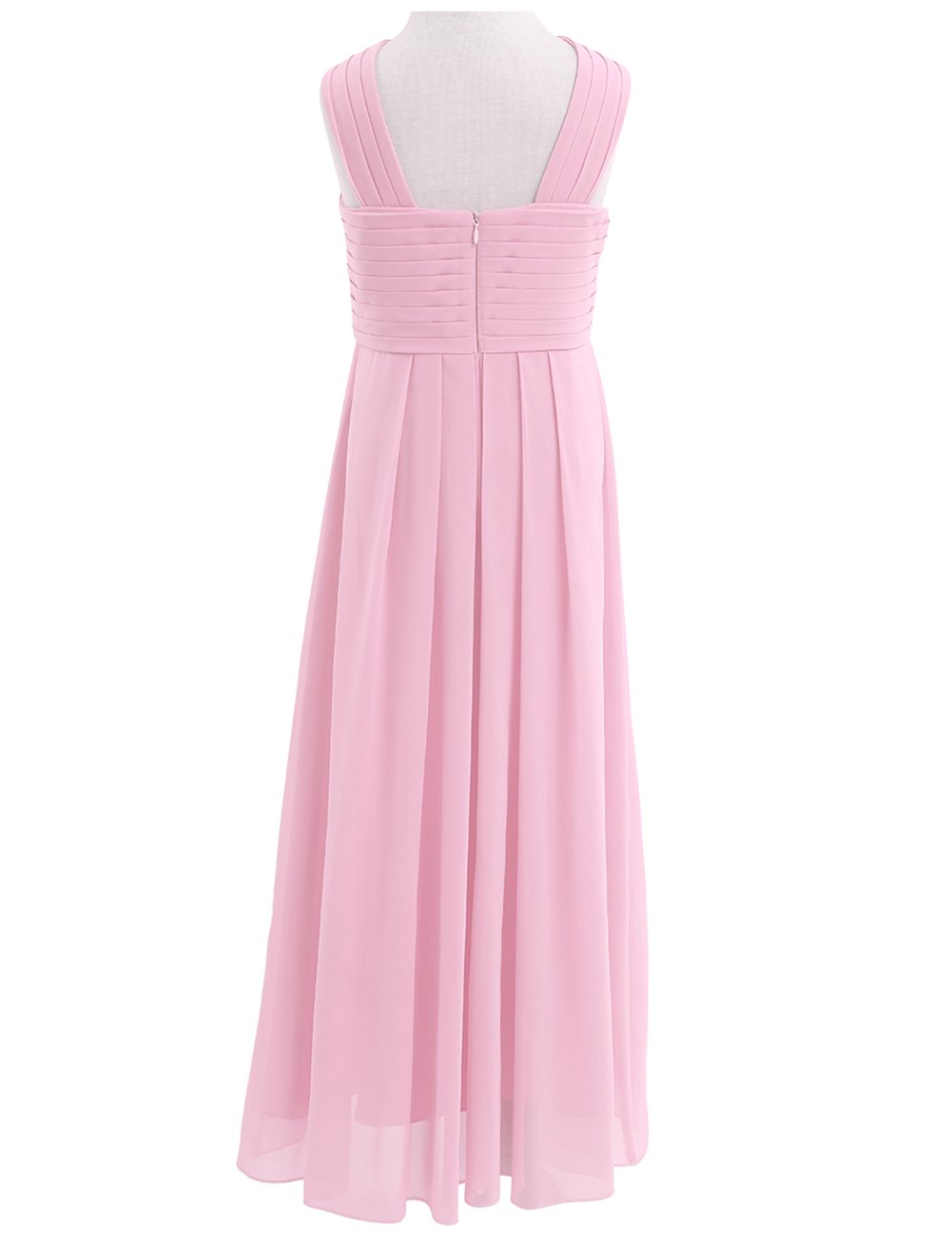 Elegant Girls Chiffon Criss Cross Straps Pleated Flower Girl Dress for Formal Events, Prom & Weddings – Perfect for Flower Girls, Pageants, and Special Occasions