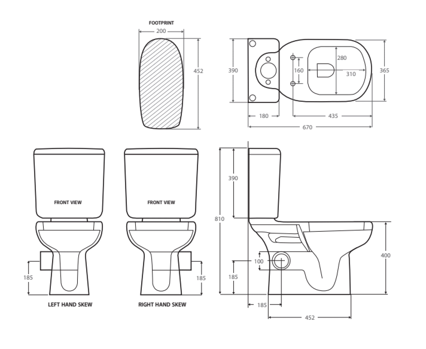 Fienza Rak Liwa Close Coupled Toilet Suite with Left Skew Trap in White - Perfect for Modern Bathrooms and Small Spaces