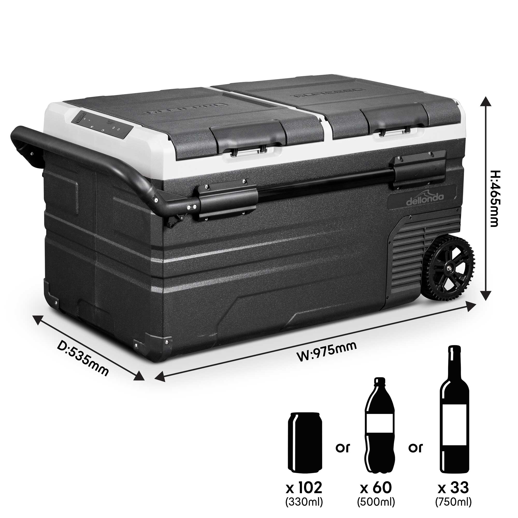 95L Portable Car Fridge Freezer - 12V/24V/230V Dual Zone Compressor Cooler (DL135) - Perfect for Road Trips, Camping & Outdoor Adventures