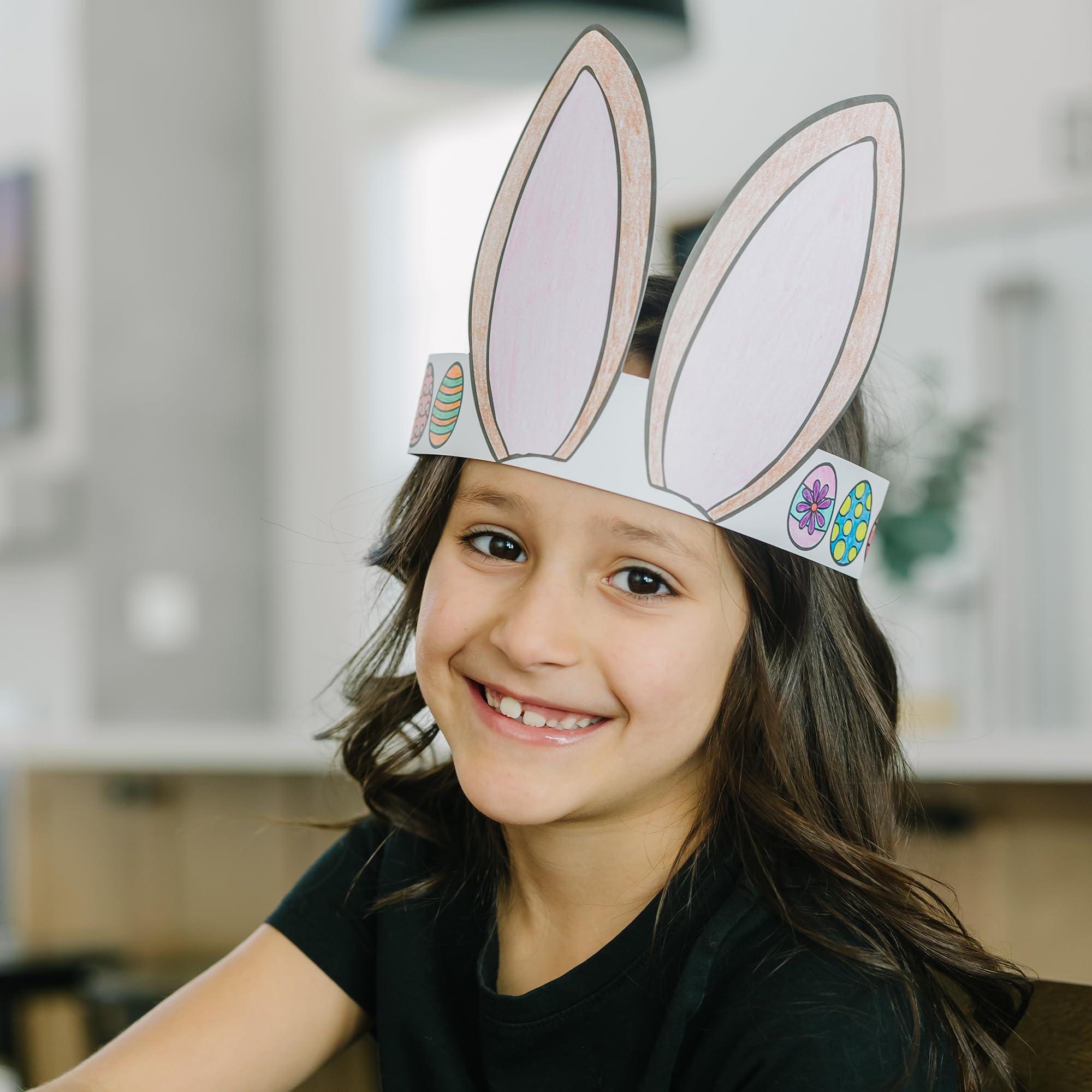 Tiny Expressions - Easter Headband for Kids - Set of 12 DIY Color Your Own Paper Bunny Ears, Easter Egg Hunt Party Crowns, Arts and Crafts Activity for Children - Perfect for Easter Celebrations, Classroom Activities & Birthday Parties