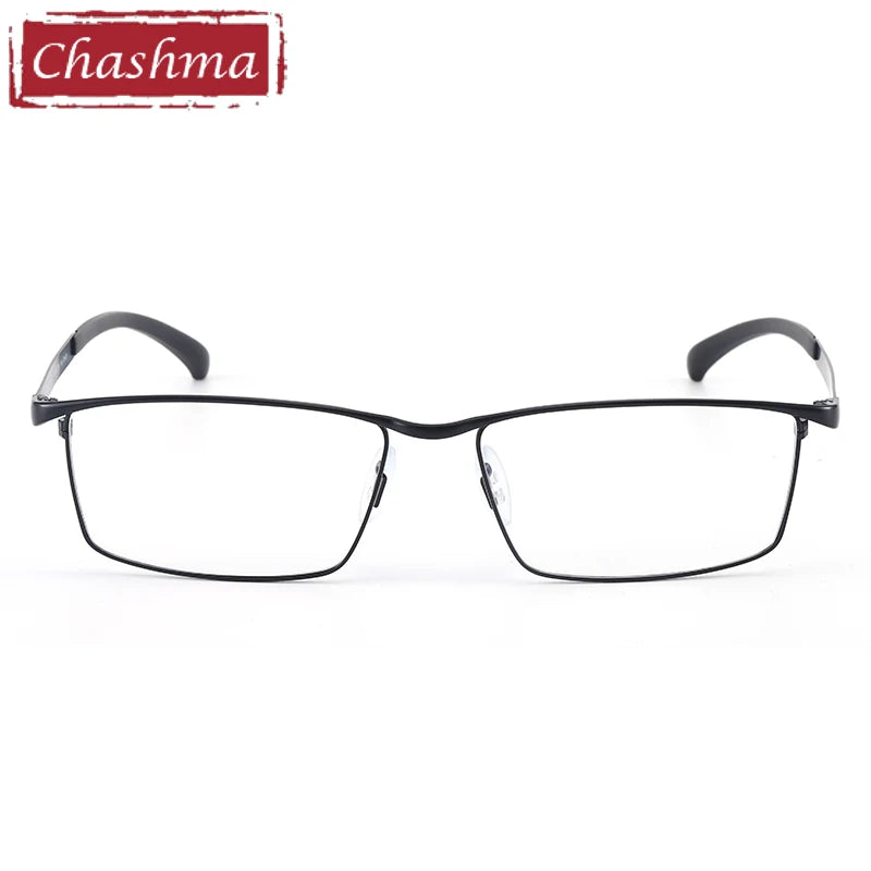 Men's Titanium Alloy Square Full Rim Eyeglasses 49318 - Lightweight Durable Frame for Work, Reading & Fashion