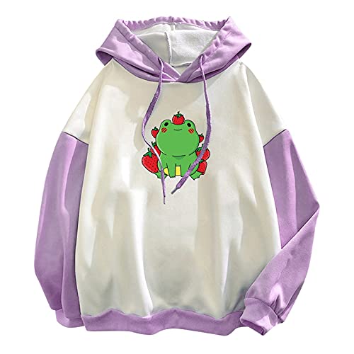 Women's Casual FMCHICO Hoodie - Cute Frog Graphic Lightweight Pullover Sweatshirt with Hood for Everyday Wear | Perfect for Lounge, Streetwear & College Outfits