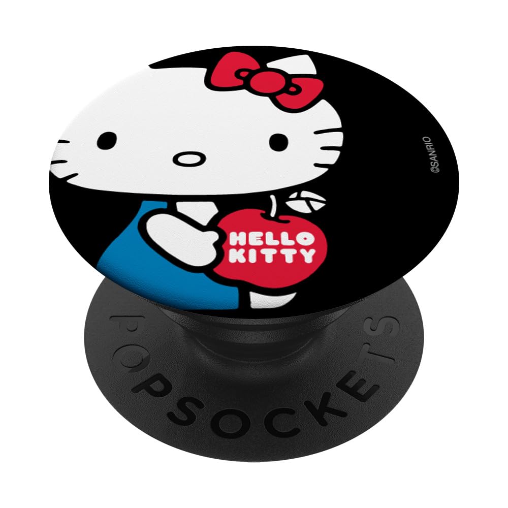 Hello Kitty Classic Apple Black PopSockets Standard PopGrip - Phone Grip & Stand for iPhone, Samsung & Smartphones - Cute Accessory for Girls, Teens & Kawaii Lovers