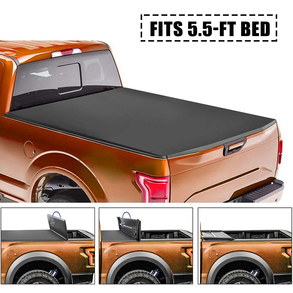 OCPTY Soft Folding Tonneau Cover for 2014-2021 Toyota Tundra 5.5ft Bed | Waterproof Truck Bed Cover | Quad Fold Design | Easy Installation | Perfect for Camping, Hauling & Outdoor Adventures