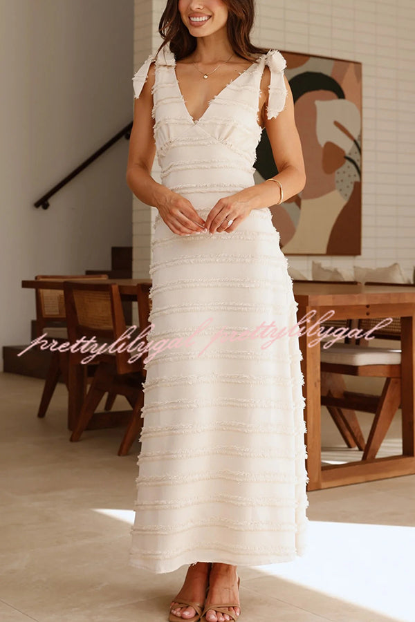 Elegant Solid Color V-Neck Lace-Up Maxi Dress for Women - Perfect for Vacation, Beach, and Summer Outings