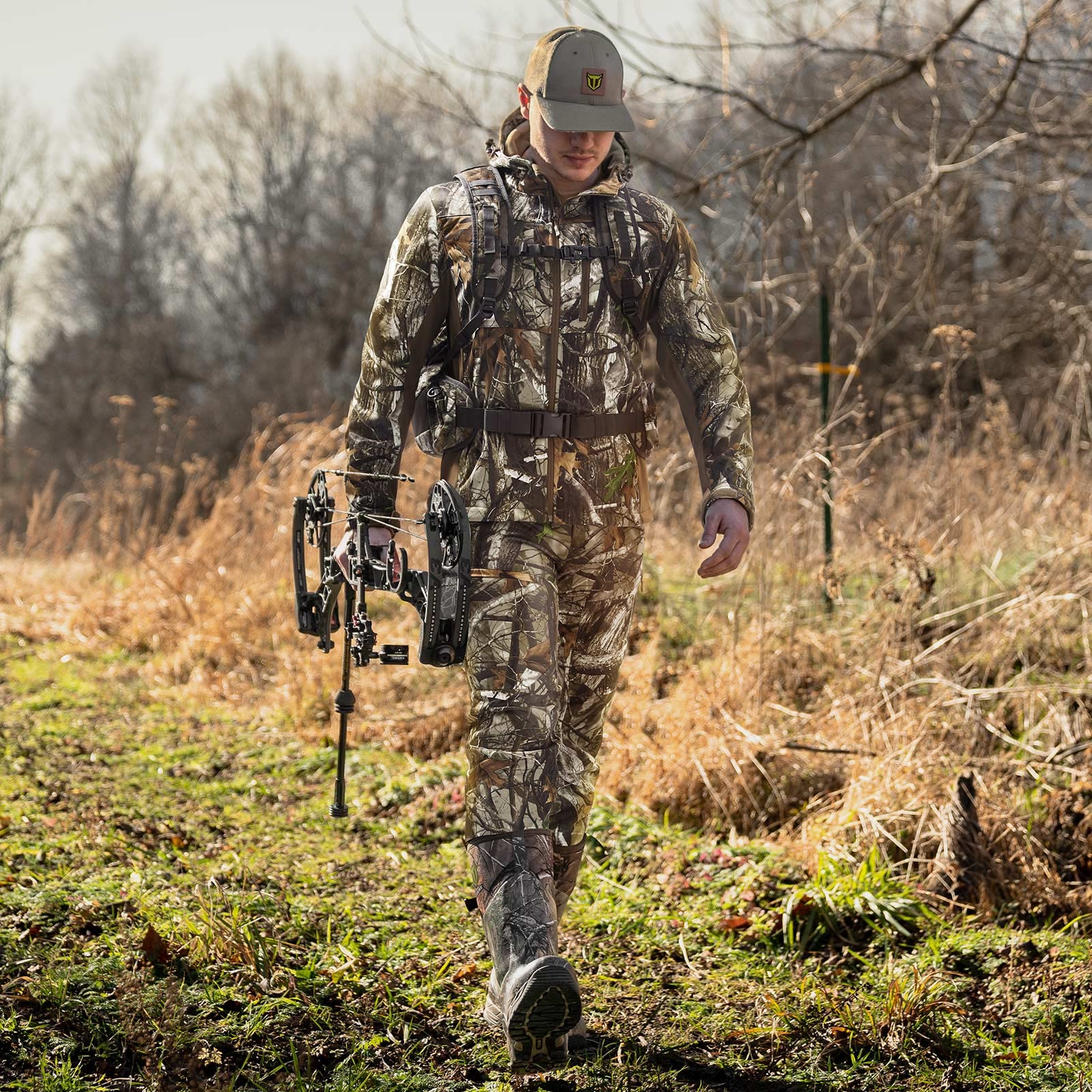 TIDEWE Men's Fleece-Lined Hunting Jacket & Pants Set - Water Resistant, Silent Camo Gear with Safety Strap Compatibility | Ideal for Deer Hunting, Outdoor Adventures & Cold Weather Activities