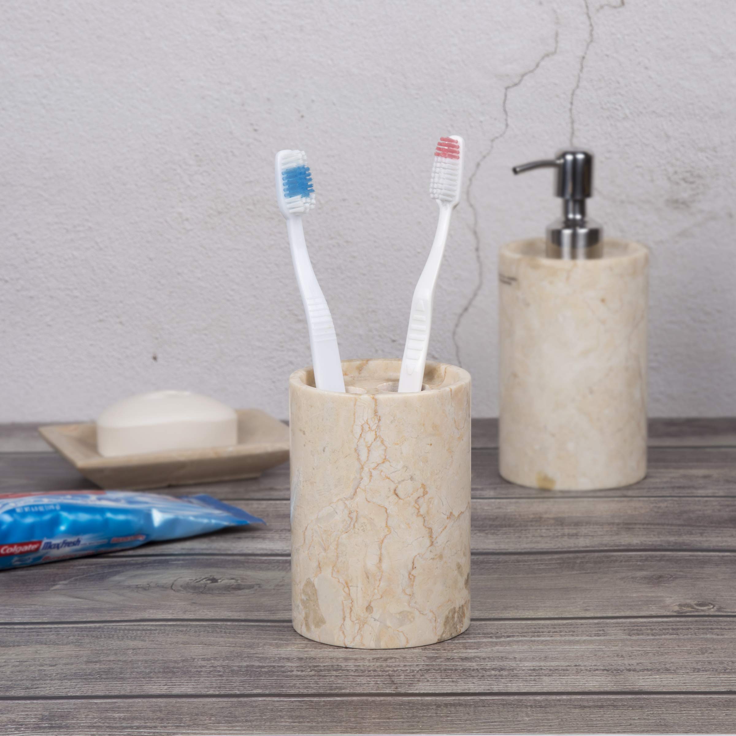 Creative Marble Toothbrush Holder for Bathroom - Elegant Champagne Inverary Design, Perfect for Modern Home & Spa Decor