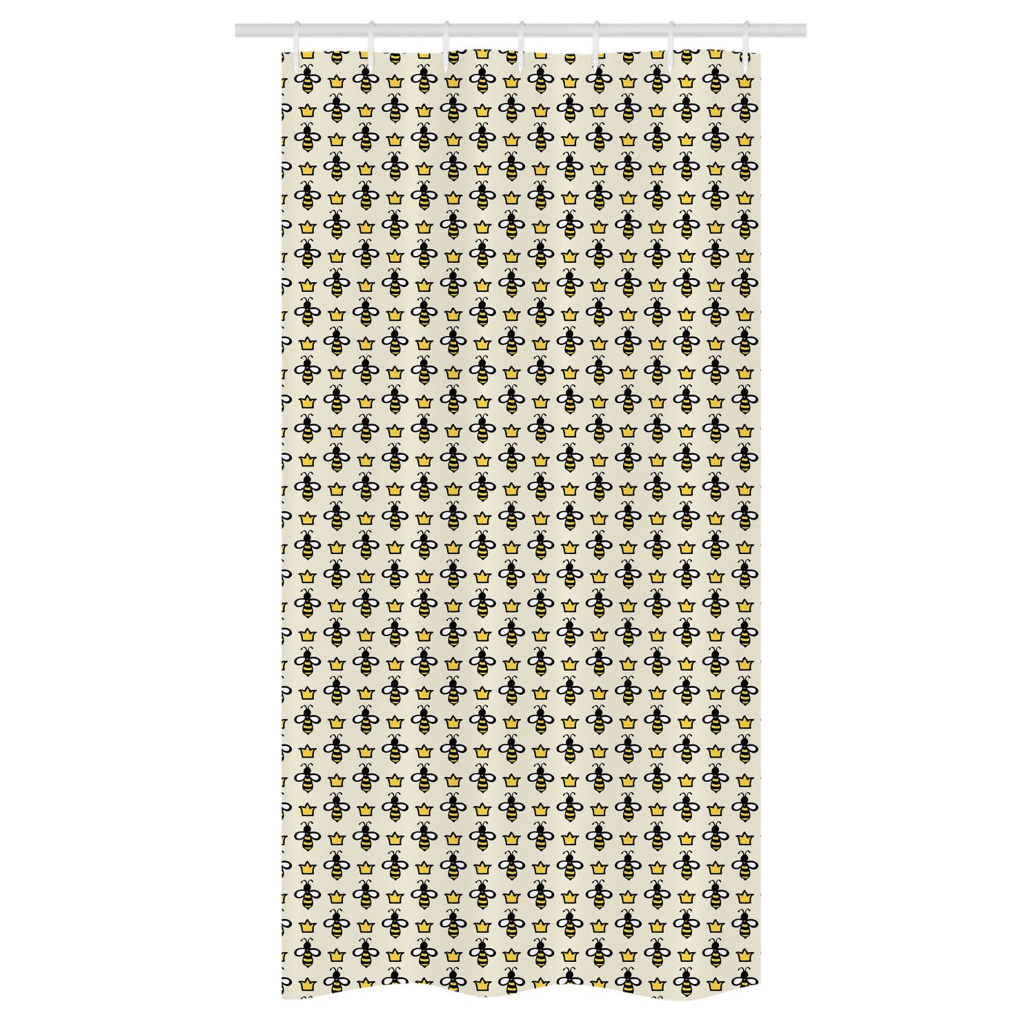 Ambesonne Queen Bee Shower Curtain Set - Hand-Drawn Cartoon Bees & Crowns, 36x72 Inches, Eggshell Mustard - Waterproof Bathroom Decor for Kids & Adults (Perfect for Bee-Themed Bathrooms & Nursery Decor)