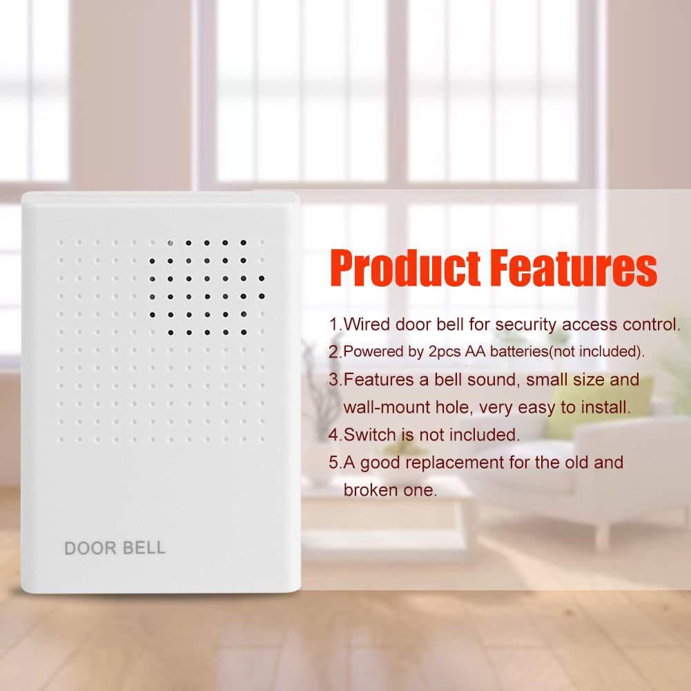 90dB Battery Powered Wireless Doorbell - Loud Wired Door Chime for Home & Office Security, Smart Access Control System - Perfect for Front Gate, Apartment, Business Entrance & Visitor Notification