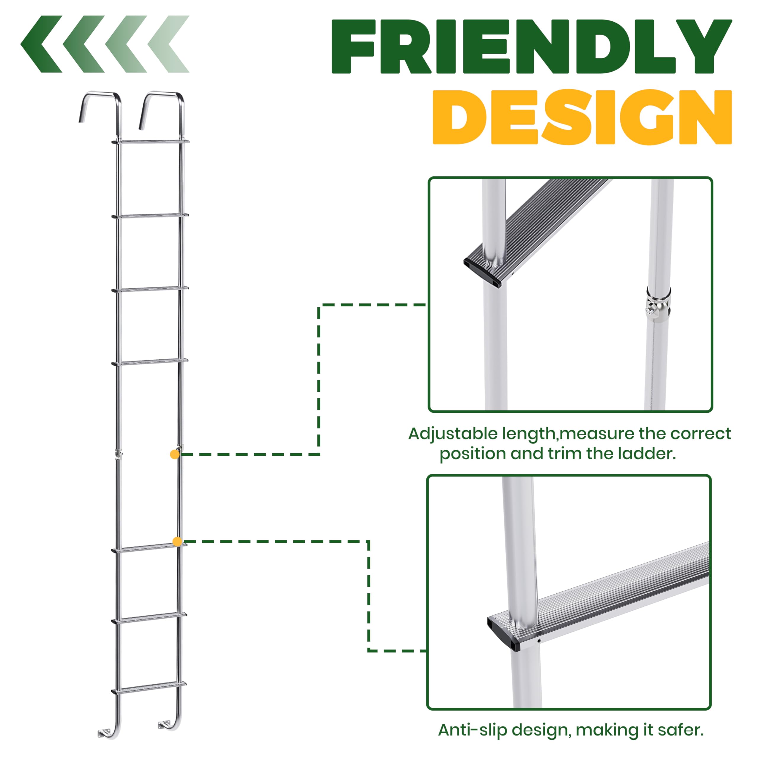 ECOTRIC Universal RV Ladder 8.4FT - Aluminum Silver 7-Step Straight Ladder for Travel Trailers & Motorhomes - Perfect for Roof Access, Storage & Outdoor Adventures