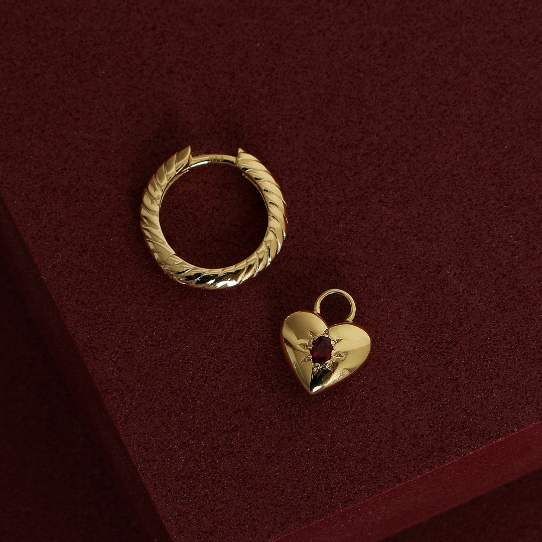 Elegant Rouge Heart Charm Hoop Earrings for Women - Perfect for Valentine's Day, Anniversary Gifts & Romantic Date Nights