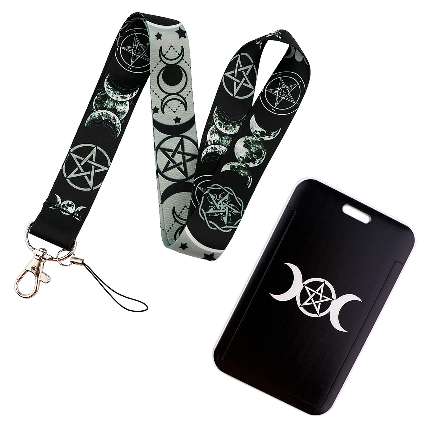 Premium Black Vertical ID Lanyard Badge Holder for Women & Men - Secure Key Card Holder & Keychain Accessory for Work, School, Events & Travel