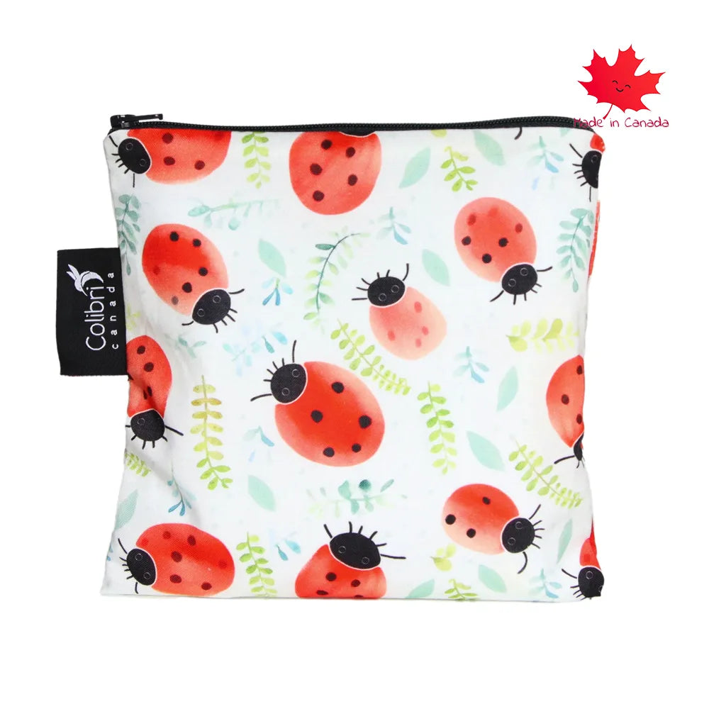 Colibri Large Reusable Snack Bags - Eco-Friendly Food Storage for Kids & Adults | Perfect for Lunches, Picnics, Travel & School Snacks | Ladybug Design
