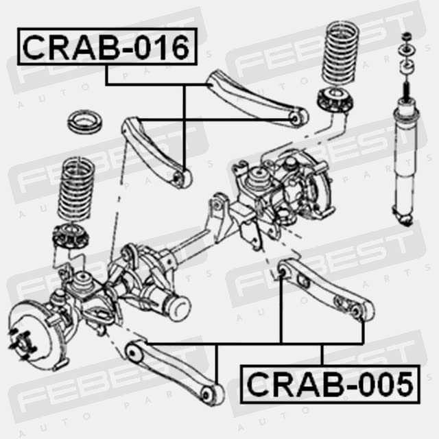 Febest CRAB-016 Front Upper Arm Bushing - OEM 52088214 Replacement Part - Perfect for Suspension Repair & Vehicle Maintenance