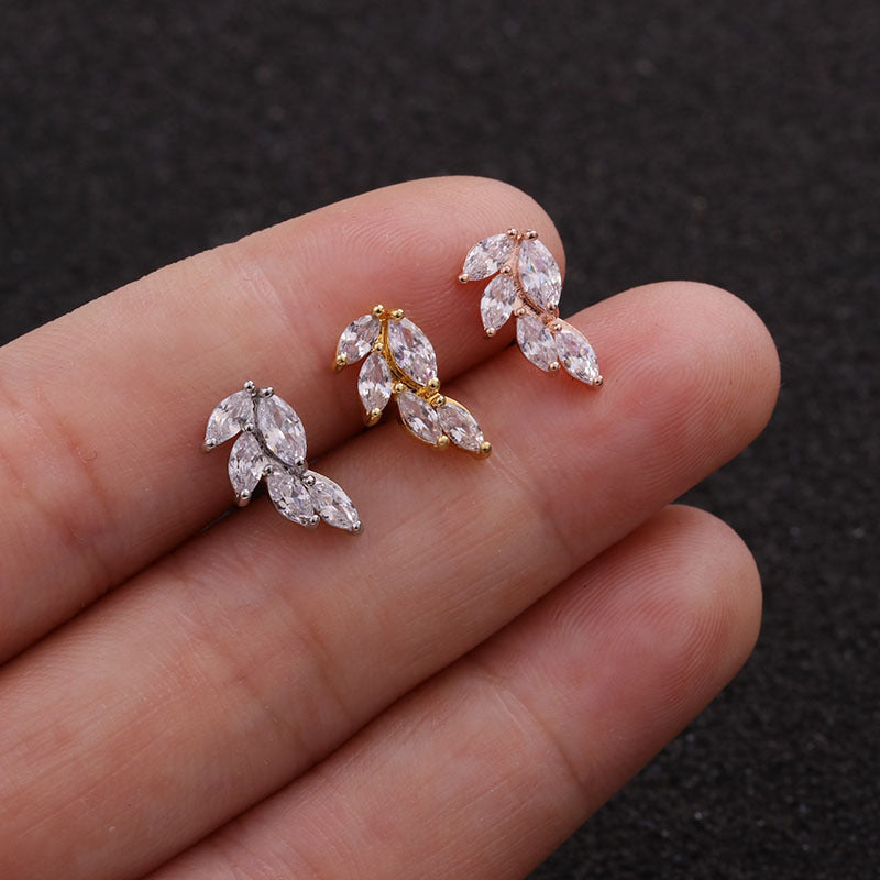 20G Rose Gold Cartilage Leaf Stud Earrings for Women | HSPJ19100 | Dainty & Elegant Jewelry for Everyday Wear, Parties & Gifts