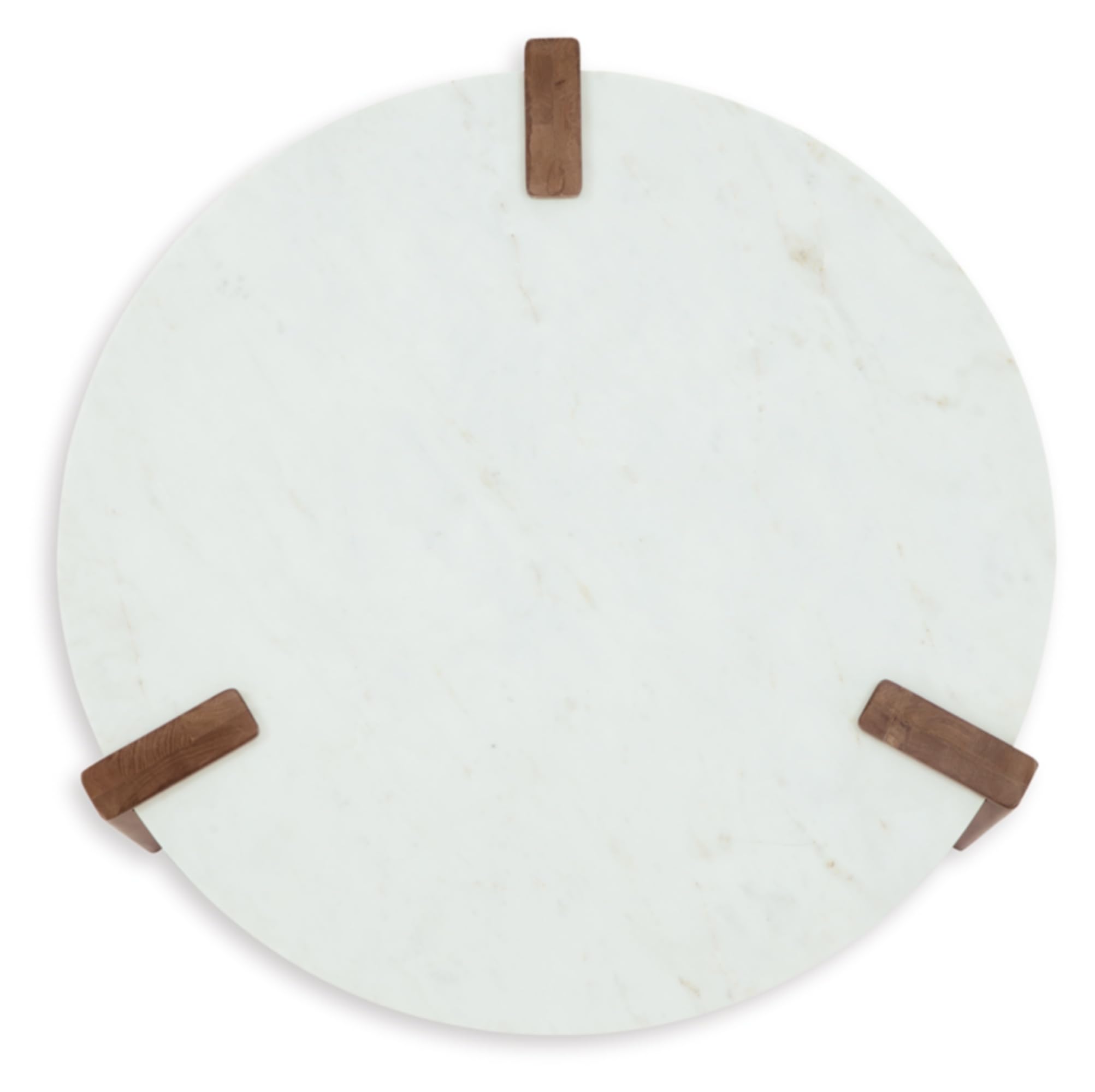 Ashley Isanti Modern Coffee Table - White & Light Brown Marble Top for Living Room