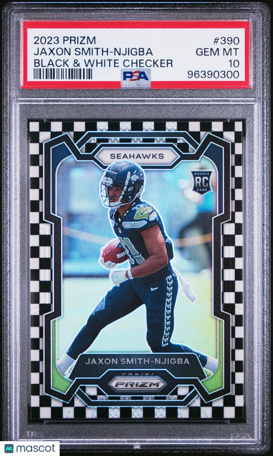 2023 Panini Prizm Jaxon Smith-Njigba Rookie Card Black & White Checkerboard PSA 10 Gem Mint #390 - Football Trading Card for Collectors & Sports Memorabilia Fans