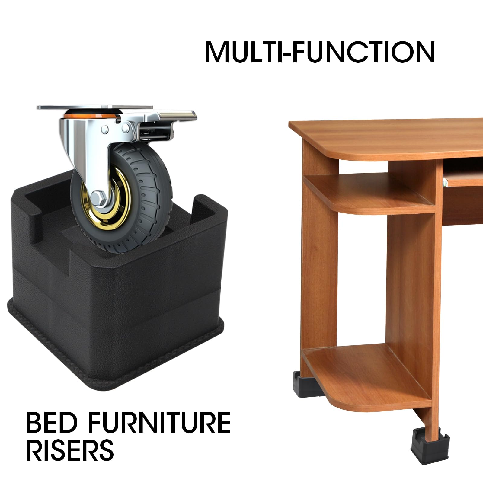 2 Inch Heavy Duty Bed Risers - Adjustable Bed Lifts for Casters & Wheels - Supports Up to 6000lbs - Perfect for Bed Frames, Furniture, Tables, Sofas & Couches - Ideal for Dorm Rooms, Home Offices & Guest Bedrooms