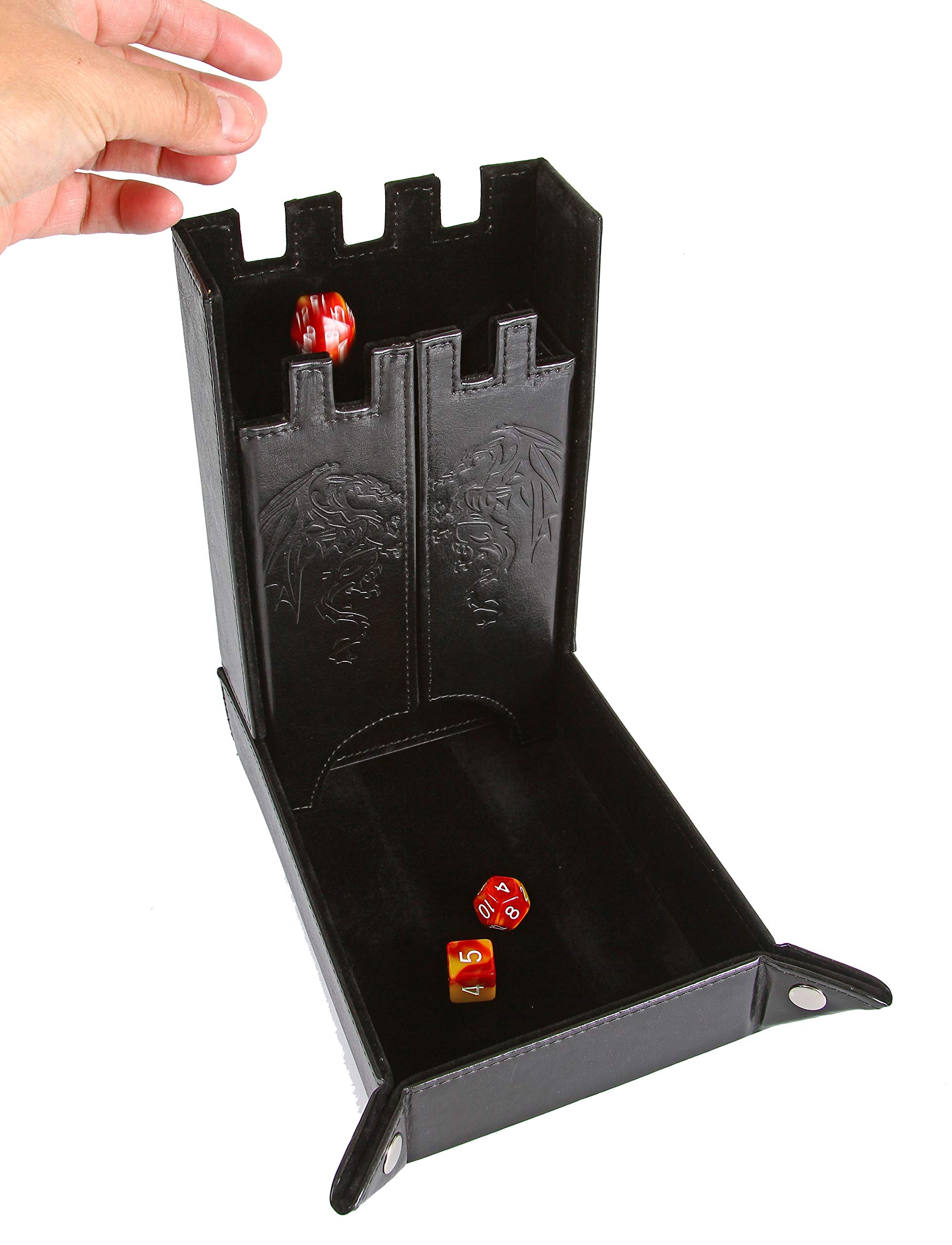 Forged Dice Co. Draco Castle Foldable Dice Tray & Dice Tower Set - Portable DND Accessories for Dungeons & Dragons, RPG, Tabletop Games - Perfect for Game Nights, Travel & Organized Play