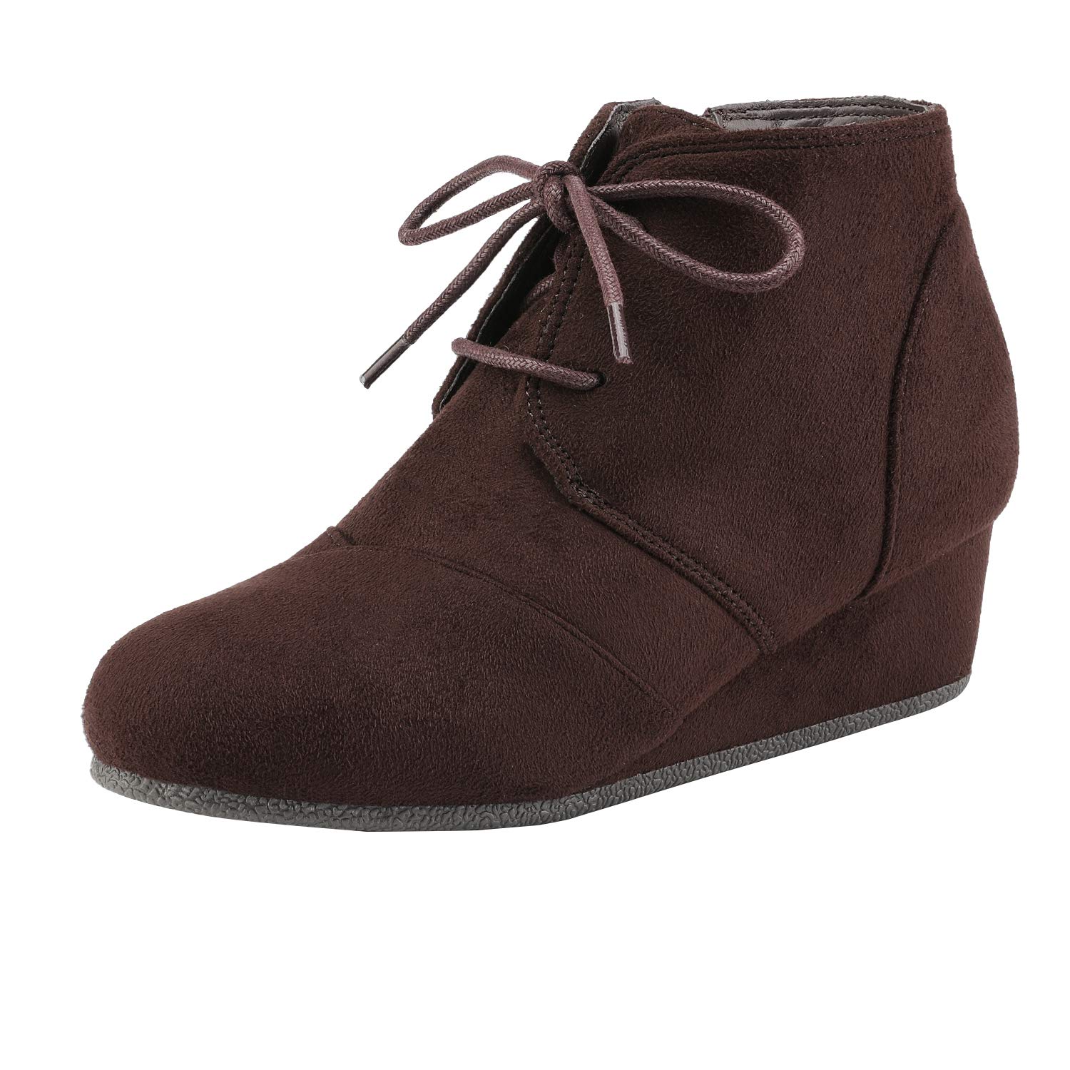 DREAM PAIRS Girls Low Wedge Heel Booties with Side Zipper - Ankle Boots for Toddler, Little Kid & Big Kid - Perfect for School, Parties & Everyday Wear