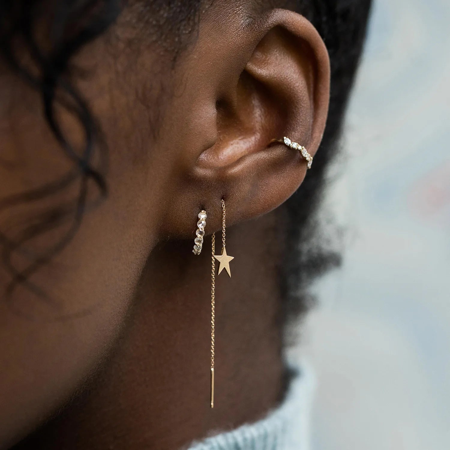 14K Yellow Gold Guidance Star Threader Earrings - Elegant & Dainty Jewelry for Everyday Wear, Parties & Special Occasions