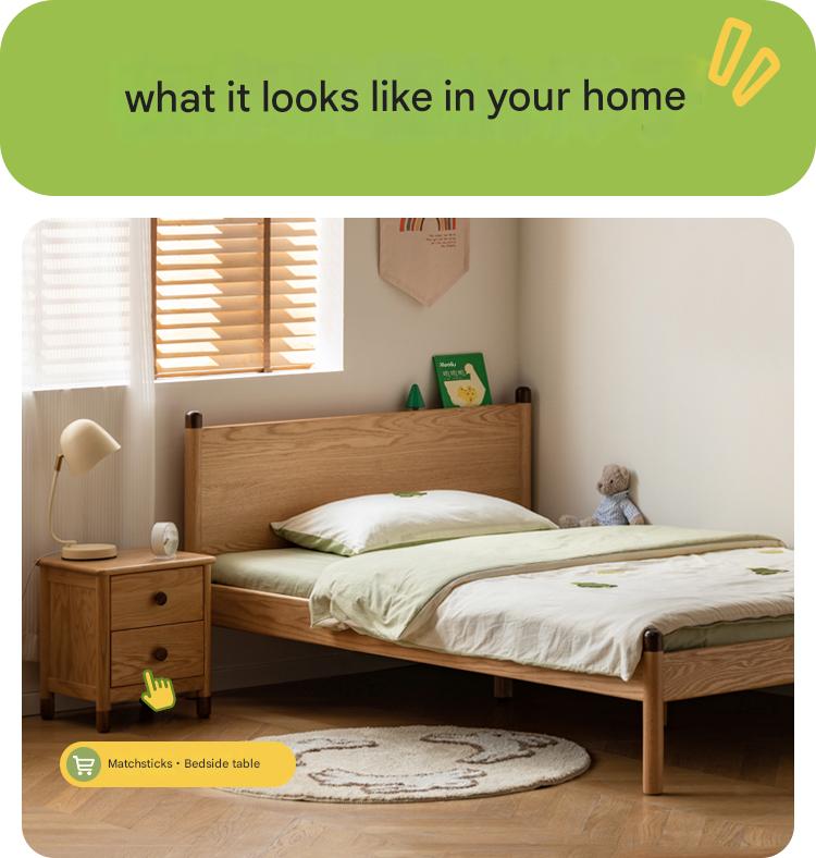 Solid Oak Wood Kids Bed - Sturdy & Safe Children's Bedroom Furniture for Toddlers & Teens - Perfect for Bedrooms, Daycare, and Guest Rooms