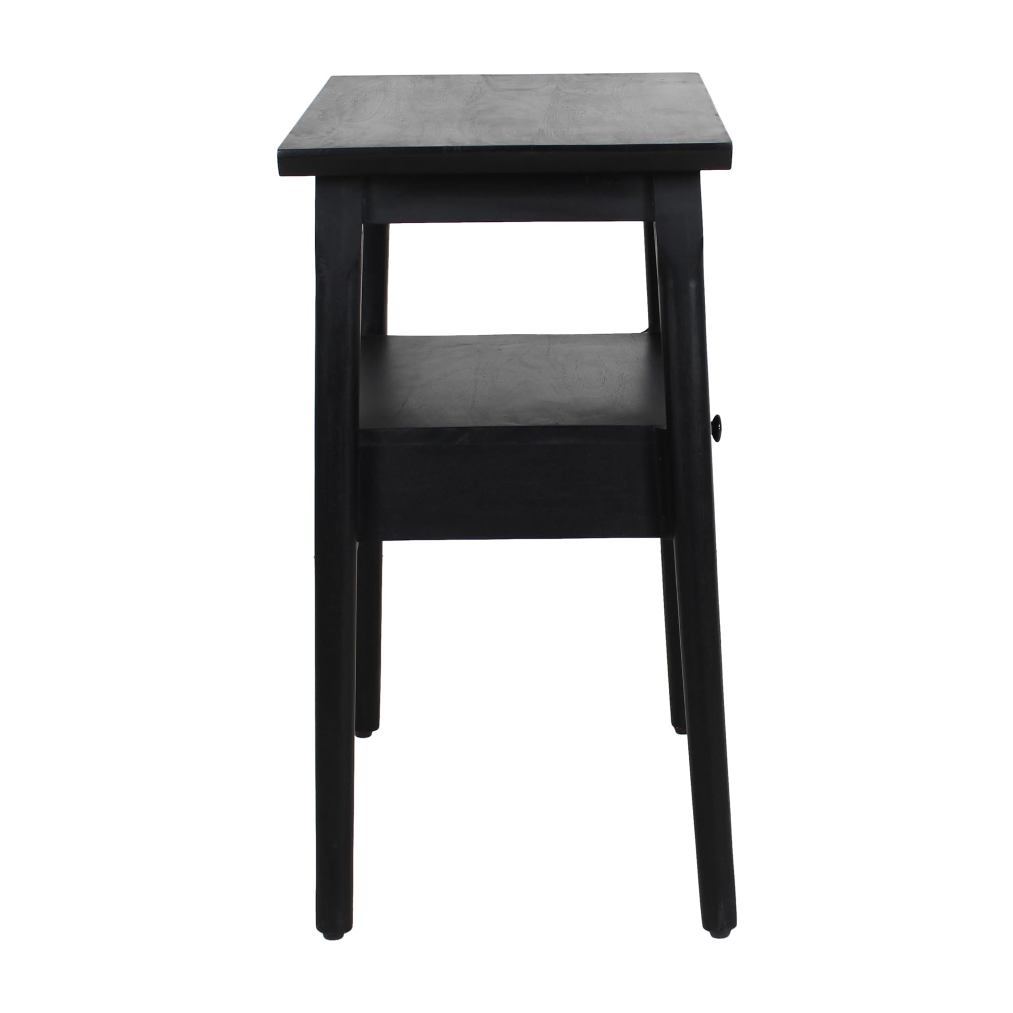 Kenmure Rustic Farmhouse End Table with Storage - Handcrafted Solid Mango Wood, Dark Wash Finish - 22