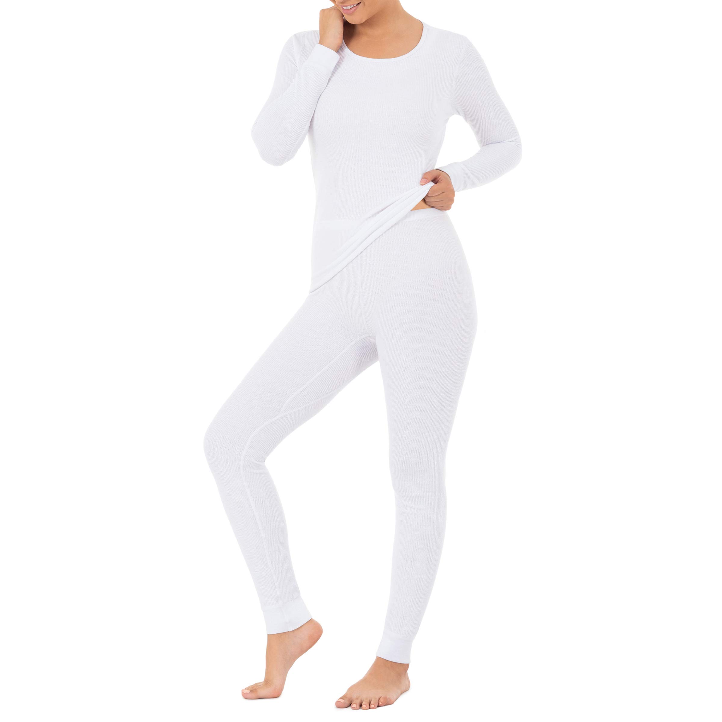 Fruit of the Loom Women's Micro Waffle Thermal Underwear Set - Soft & Warm Winter Base Layer for Cold Weather, Lounge & Sleepwear