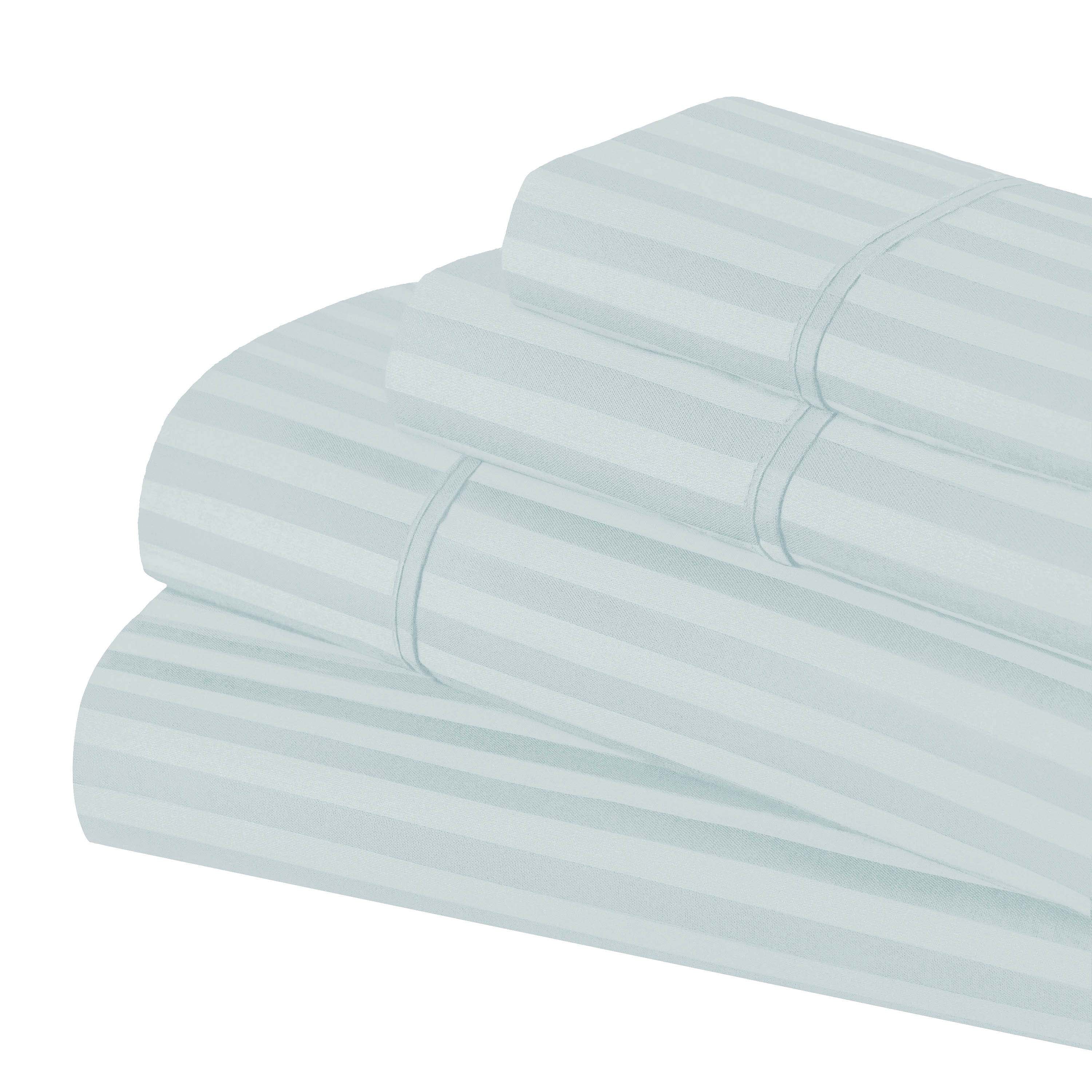 Premium 600 Thread Count Egyptian Cotton Sheet Set - Deep Pocket, Striped Design for Ultimate Comfort & Luxury - Perfect for Master Bedrooms & Guest Rooms