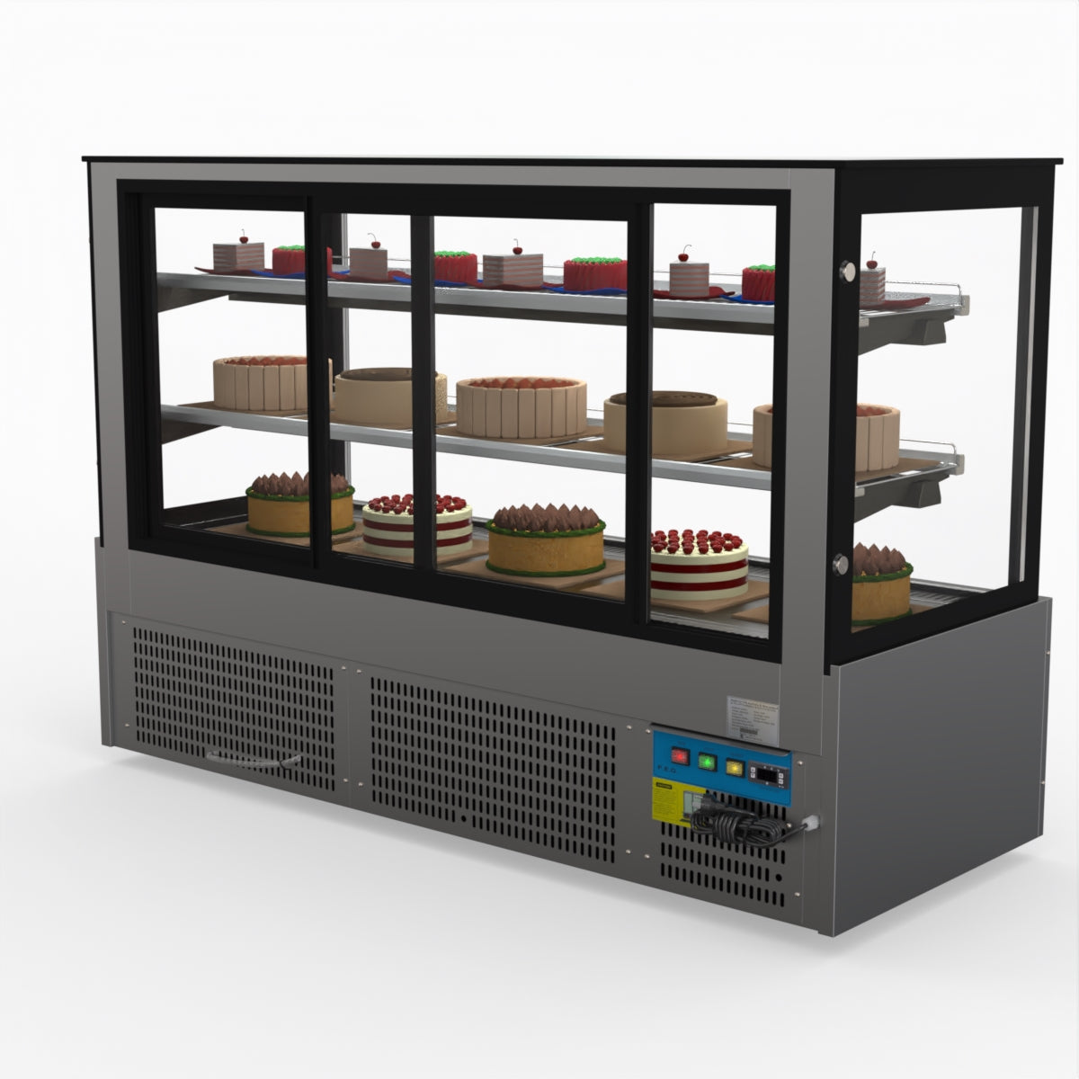 Bonvue SG180FA Commercial Refrigerated Display Case - Dual Glass Door Merchandiser for Deli, Bakery & Grocery - Perfect for Supermarkets, Convenience Stores & Cafes