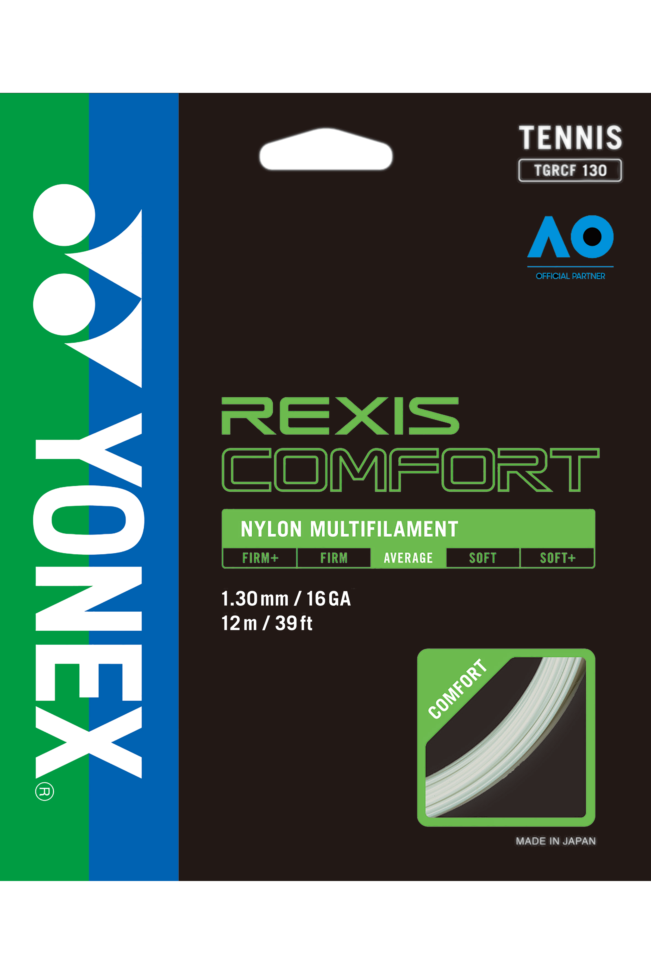 Yonex Rexis Comfort 130 Tennis Strings - Cool White | High-Performance Tennis Racket Strings for Enhanced Control & Comfort | Perfect for Competitive Play & Recreational Tennis
