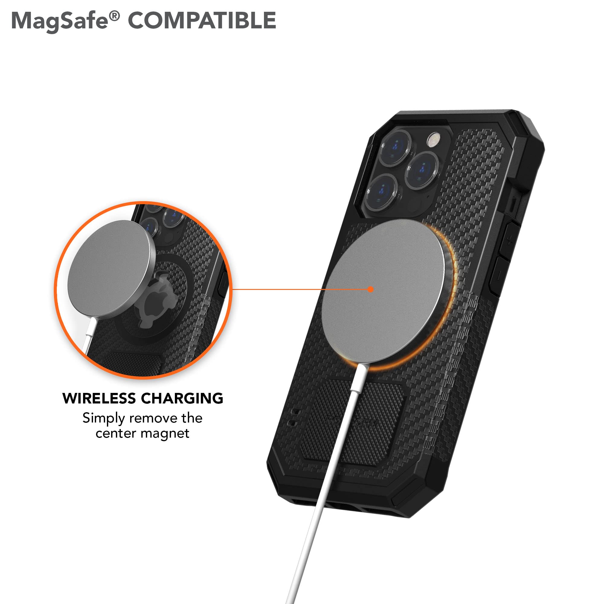 Rokform Rugged Series iPhone 13 Pro Case - Dual Magnet & MagSafe Compatible Protective Cover with RokLock Twist Lock, Drop Tested Armor (Black) - Perfect for Outdoor Adventures & Daily Protection