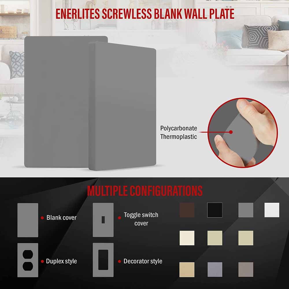 1 Gang Screwless Blank Wall Plate, Gray - Perfect for Home Renovation & Electrical Outlet Cover - Decorative & Durable Wall Plate for Living Room, Bedroom, Office