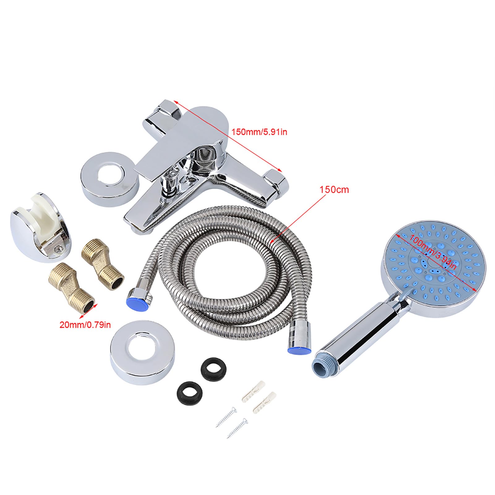 Premium Wall Mount Bathtub Faucet Set with Hand Shower - Silver Finish Shower Mixer System with Sprayer Hose - Perfect for Bathroom Renovation & Spa-Like Shower Experience