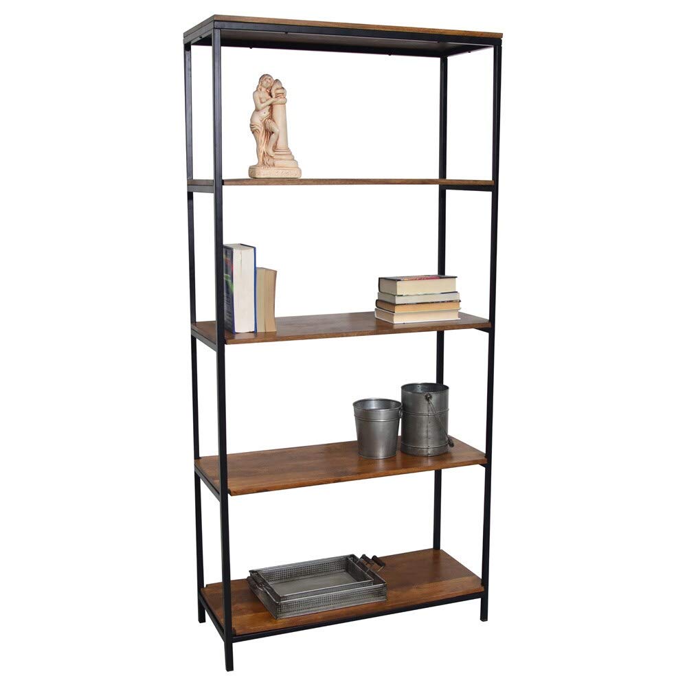 Carolina Chair and Table Finn Tall Bookcase - Solid Wood Chestnut Finish for Living Room, Office & Library Storage