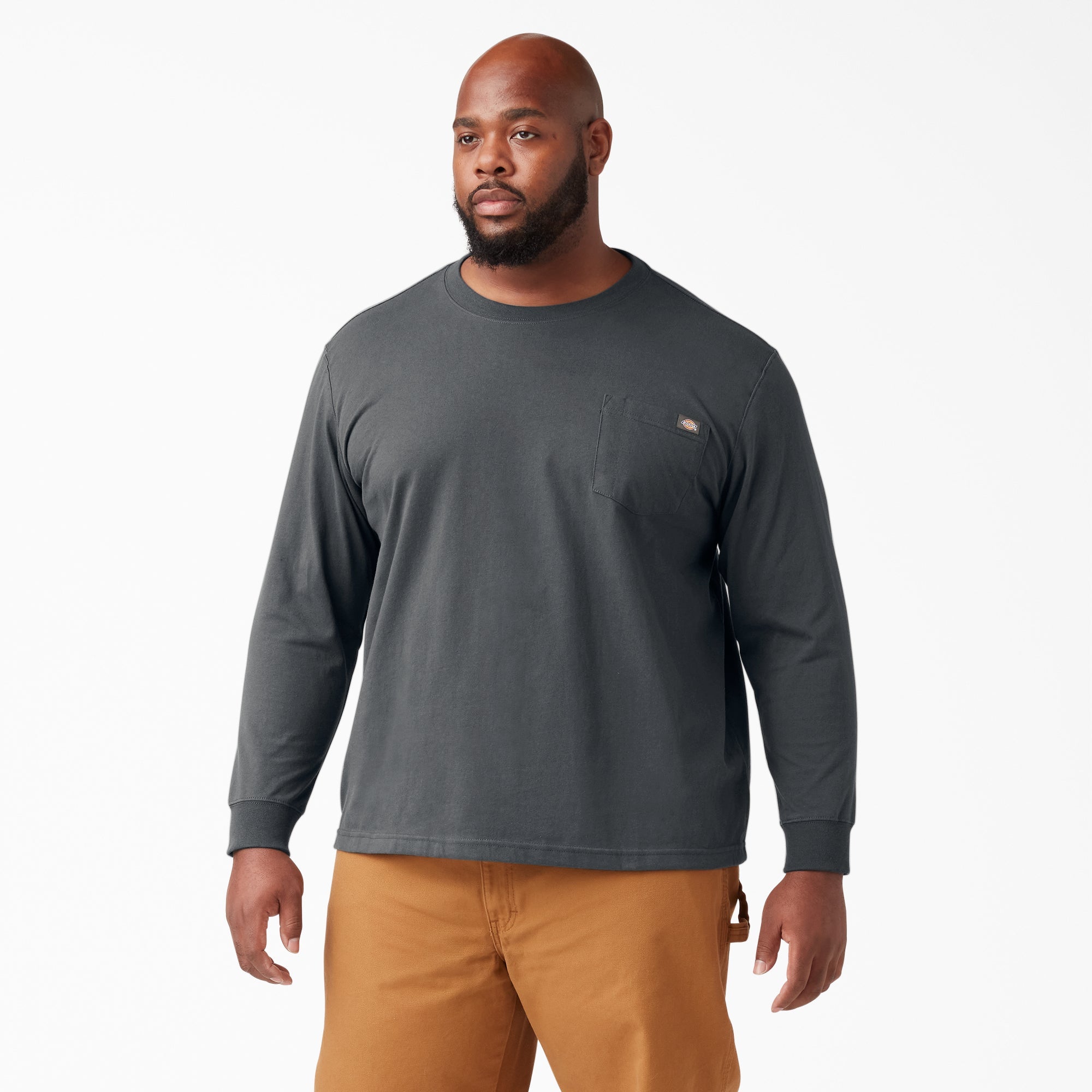 Dickies Men's Heavyweight Long Sleeve Crew Neck T-Shirt - Durable Workwear for Construction, Landscaping & Outdoor Activities