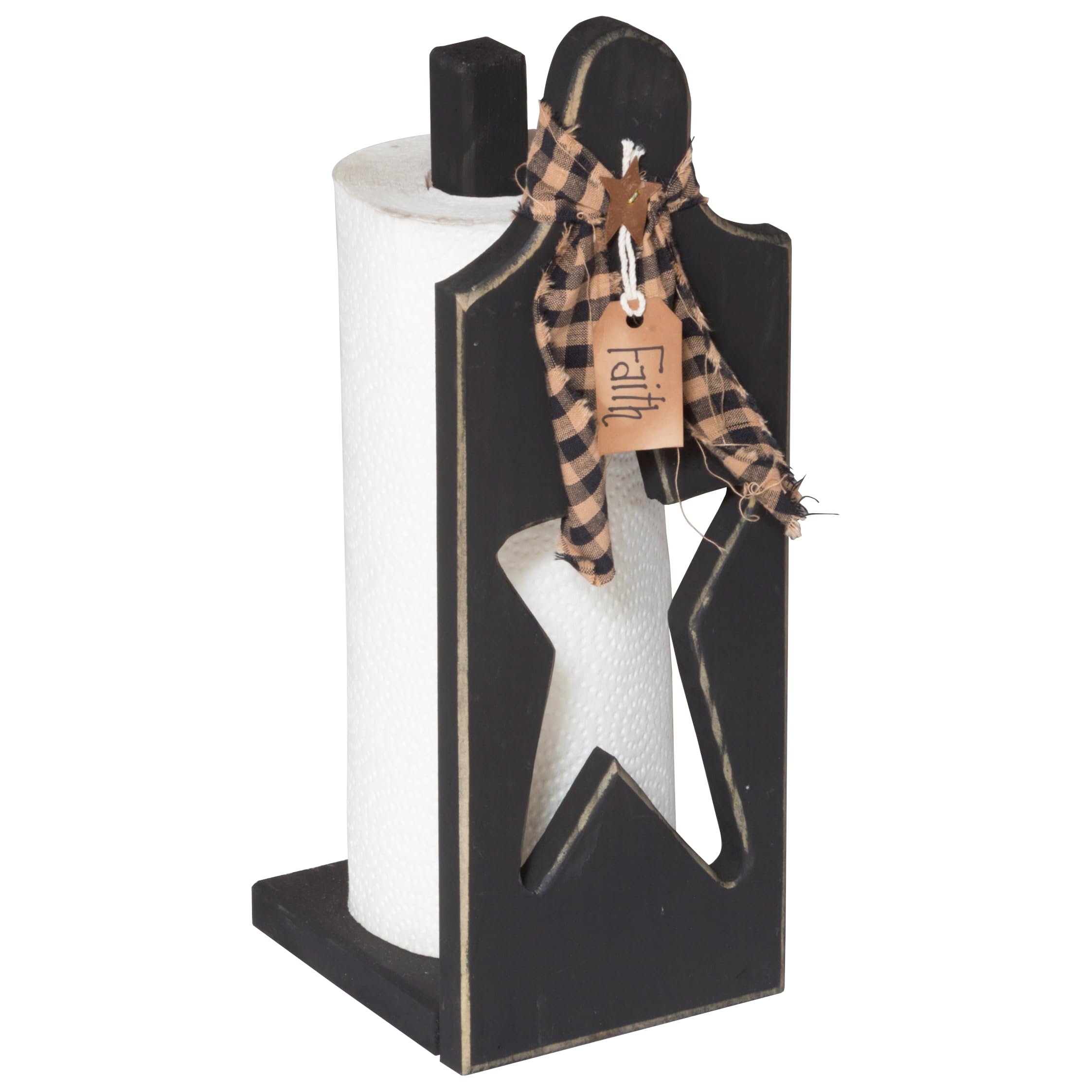 Rustic Black Farmhouse Paper Towel Holder - Wall Mount or Countertop Stand for Kitchen, Bathroom & Laundry Room Organization