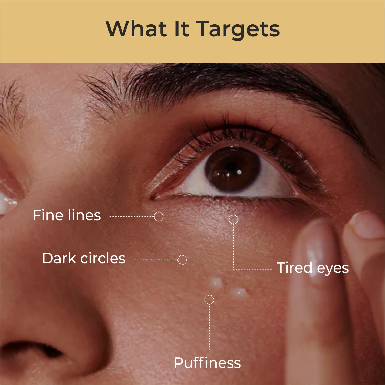 AURAVEDIC Kumkumadi Tailam Under Eye Cream for Dark Circles - 50g Ayurvedic Eye Treatment for Men & Women | Reduce Puffiness & Brighten Skin | Perfect for Night Routine & Travel Skincare