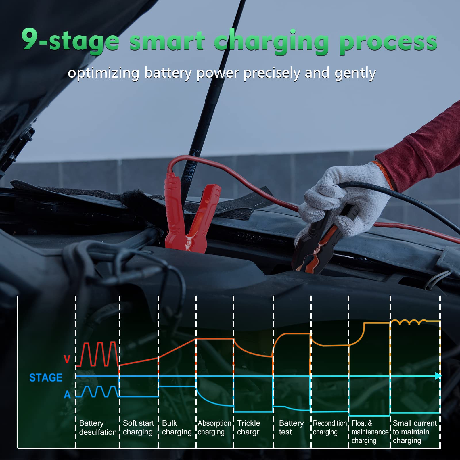 25Amp Smart Lithium Battery Charger - 12V/24V LiFePO4 & Lead-Acid (AGM/Gel/SLA) Charger with Maintenance Mode - Trickle Charger & Desulfator for Cars, Boats, Motorcycles, Lawn Mowers - Perfect for RV Camping & Marine Battery Maintenance