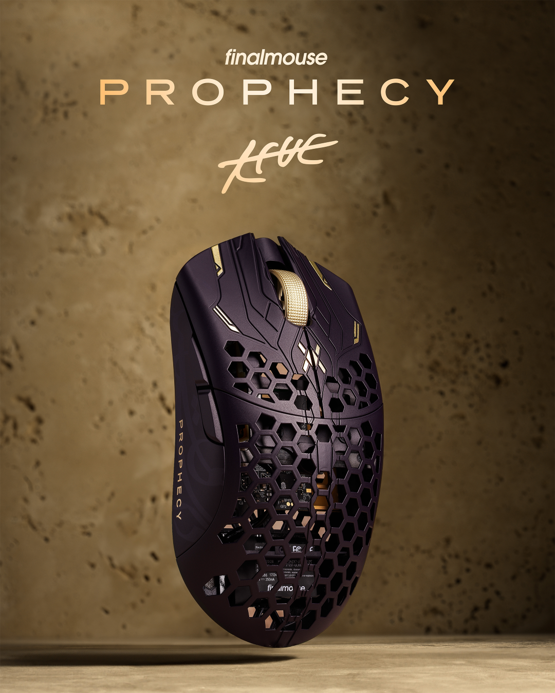 Finalmouse ULX Prophecy Wireless Gaming Mouse - Ultra Lightweight 55g, Honeycomb Shell, 4000Hz Polling Rate - Perfect for FPS, MOBA & Esports Gaming (Medium Size)