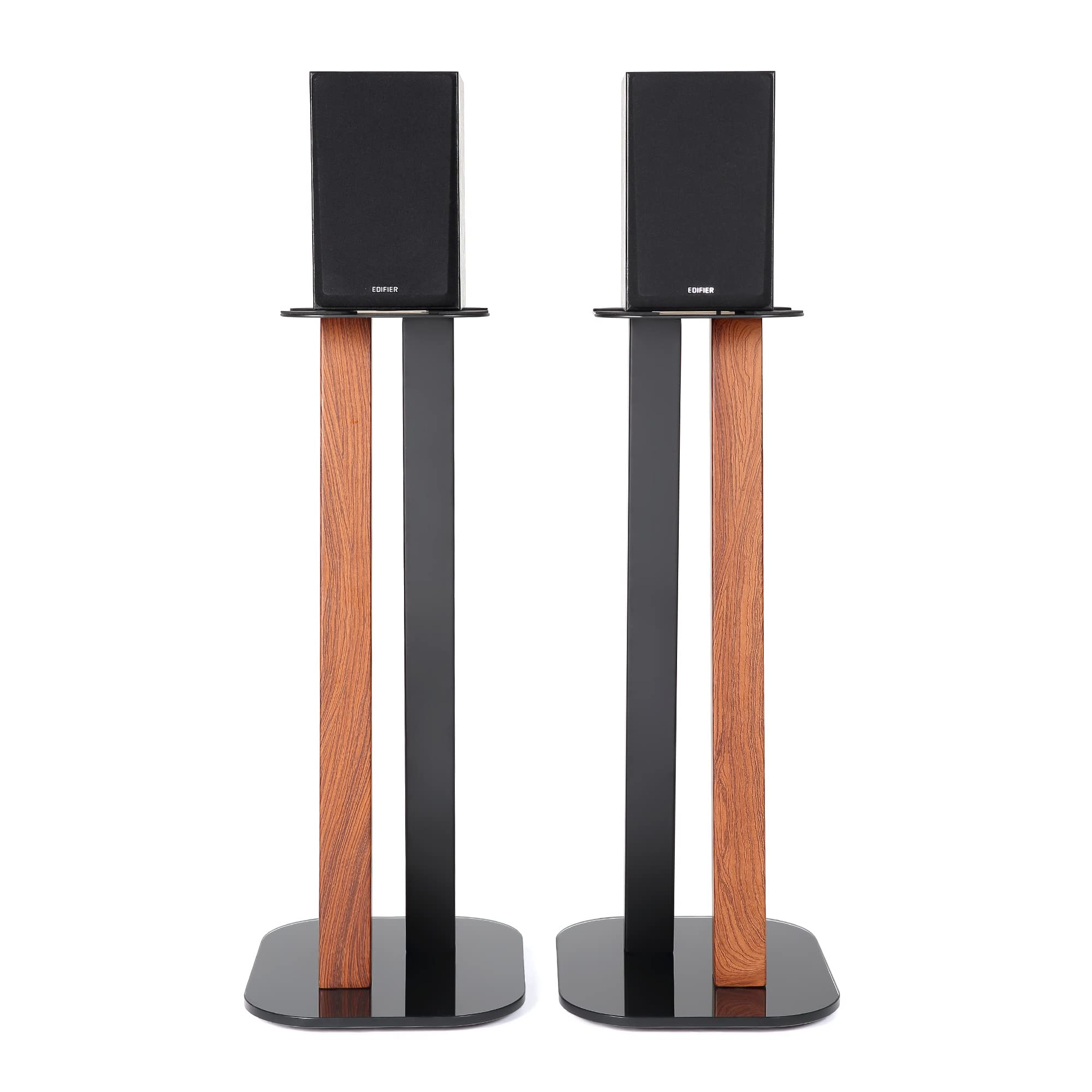 EXIMUS 600 Series Universal Speaker Floor Stands - Adjustable Height, Cedar Black Finish - Perfect for Home Theater, Studio Monitors & Bookshelf Speakers